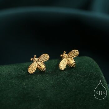 Honey Bee Stud Earrings In Sterling Silver, 2 of 12