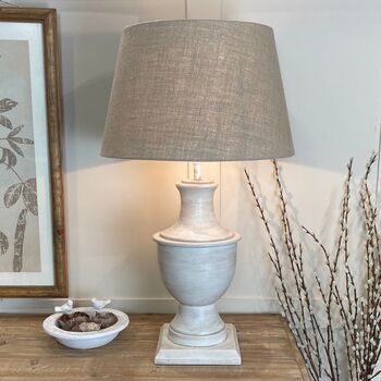 Antiqued White Wash Tall Urn Table Lamp Base, 2 of 11