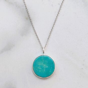 'The Circle' Turquoise December Birthstone Necklace Silver, 4 of 7