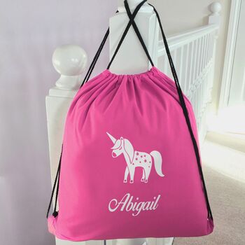 Personalised Unicorn Child's Pe Kit Bag, 4 of 6