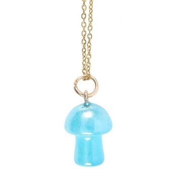 Blue Aura Crystal Mushroom Necklace Greeting Card, 2 of 4