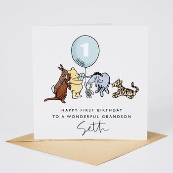 Personalised Winnie The Pooh + Friends Son 2nd Birthday Card *Age Options, 2 of 3