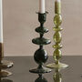 Handmade Dark Green Glass Candle Holder, thumbnail 1 of 2