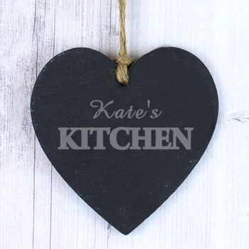 Personalised Kitchen Slate Heart Decoration, 4 of 6