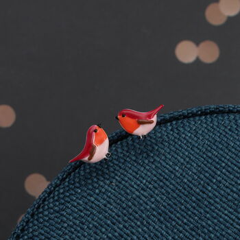 Christmas Enamel Robin Earrings, 3 of 3