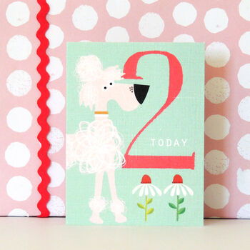 Mini Pink Poodle 2nd Birthday Card, 4 of 4