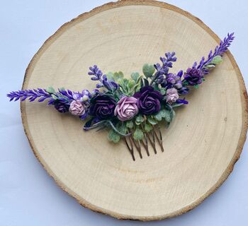 Shades Of Purple Flower Hair Comb, 5 of 6