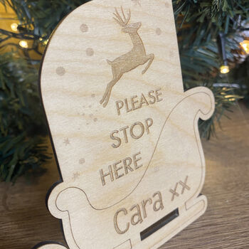 Personalised Reindeer Santa Stop Here Door Hanger, 3 of 4