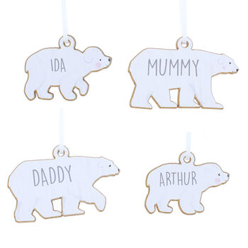 Personalised Polar Bear Family Christmas Decorations, 2 of 11