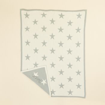Personalised Light Blue Star Intarsia Blanket, 4 of 7