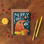 Dog And Robin Illustrated Christmas Card, thumbnail 1 of 2