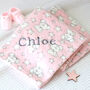 Personalised Pink Teddy And Stars Baby Blanket, thumbnail 1 of 7