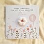 Personalised Daughter 1st Birthday Card Crochet Puff Flower, thumbnail 1 of 3