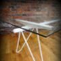 Modern Industrial Glass Hairpin Table White 349, thumbnail 4 of 5