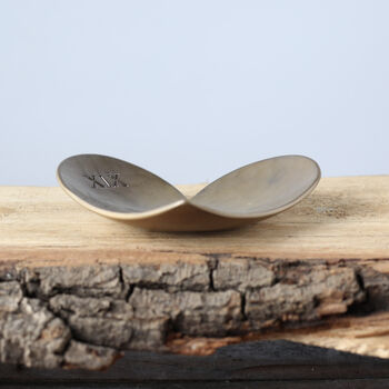 19th Anniversary Gift Bronze Heart Dish. Choice Of Hand Stamped Design, 4 of 6