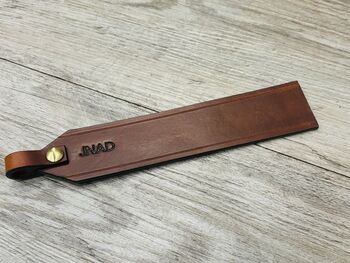 Personalised Date Leather Bookmark, Spanish Brown, 2 of 11