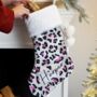 Personalised Velvet Leopard Print Christmas Stocking, thumbnail 1 of 4