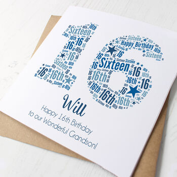 Blue Star Personalised 16th Birthday Card, 3 of 5