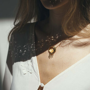 Gemstone Heart Necklace Lemon Quartz, 5 of 7