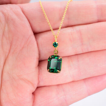 Emerald Green Crystal Pendant Necklace, 3 of 8