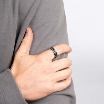 Personalised Oxidised Sterling Silver Chain Spinner Ring, 3 of 8