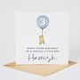 Personalised Winnie The Pooh Nephew 3rd Birthday Card Blue Balloon *Age Options, thumbnail 1 of 3