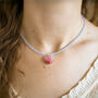 Delicate Blue Bead And Pink Heart Necklace, thumbnail 1 of 4