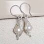 Sterling Silver Pearl Wire Dangly Earrings, thumbnail 2 of 5