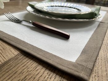 Coco Brown Edged Handblock Printed Placemat Set Of Four, 3 of 4