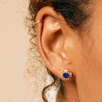 Maya Lapis Lazuli Stud Earrings Silver Or Gold Plated, 3 of 11