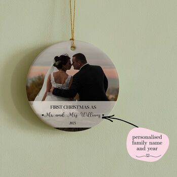 Personalised “First Christmas Married” Ceramic Bauble, 2 of 8