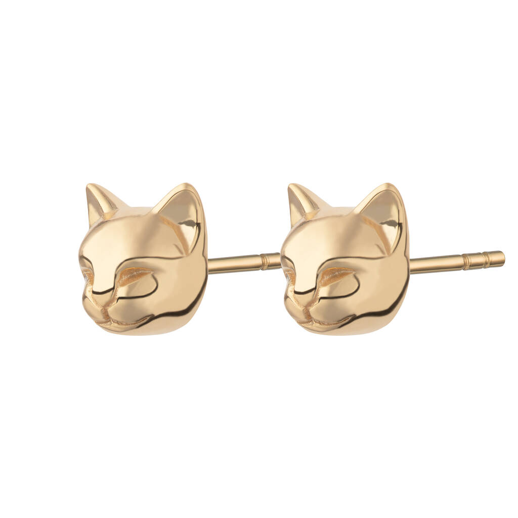 Sterling Silver Cat Stud Earrings By Lily Charmed