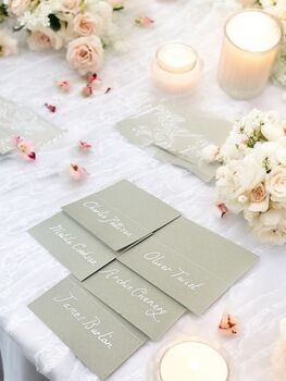 Handwritten Sage Place Cards With White Ink, 4 of 8