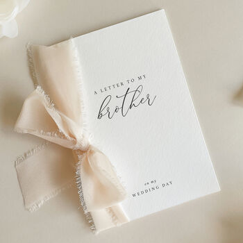 Luxury 'Letter To My Brother On My Wedding Day' Card, Elegant Calligraphy Design, 6 of 11