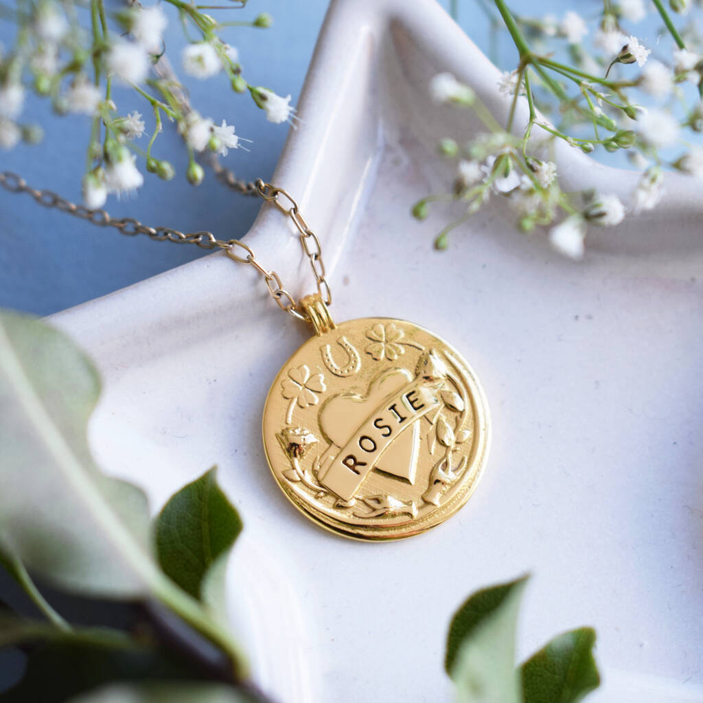 18k Gold Vermeil Or Silver Personalised Coin Necklace, 1 of 7