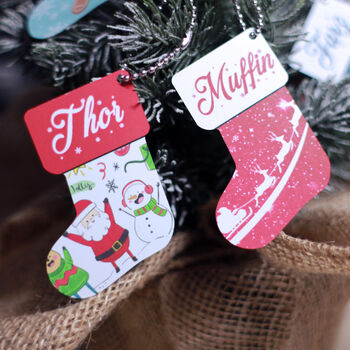 Personalised Metal Stocking Christmas Deoration, 2 of 4