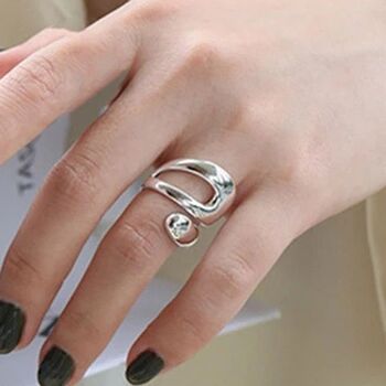 Chunky Silver Plated Ajustable Flowing Ring, 3 of 4