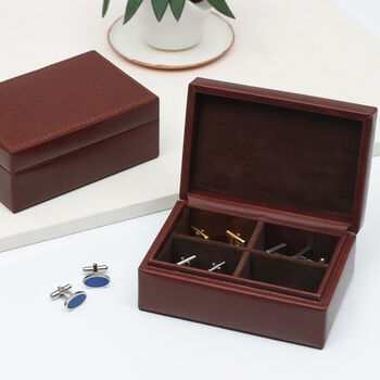 Personalised Intials Leather Cufflink Box, 2 of 4