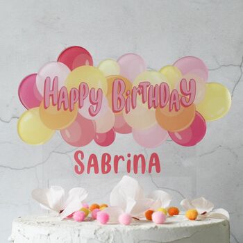 Personalised Balloon Cake Topper, Pink, 5 of 7