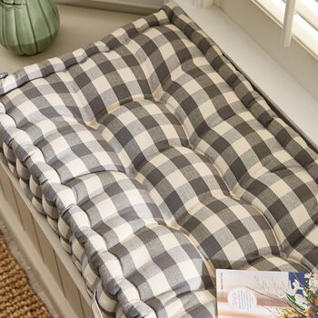 Grey Gingham Bench Cushion, 3 of 5