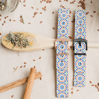 'Moorish' Leather Smartwatch Strap; Handmade Watch Band, 3 of 9