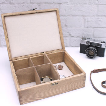 Personalised Wooden Stag Cufflink And Watch Box, 3 of 4