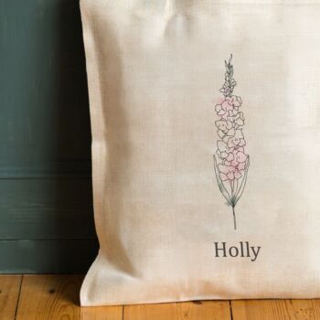 Personalised Birthday Birth Flower Short Handled Tote Bag, 5 of 5