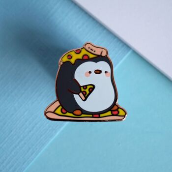 Cute Pizza Penguin Enamel Pin, 2 of 4
