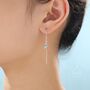Tiny Green Opal Coin Ear Threader Earrings, thumbnail 4 of 10