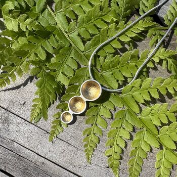 Small Triple Gold Leaf Dome Pendant, 3 of 8