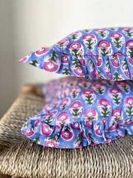 Block Printed Ruffle Cushion, 3 of 3