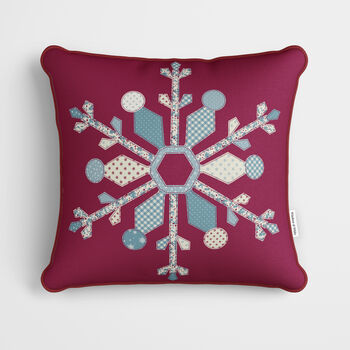Red Patchwork Snowflake Cushion, 2 of 7