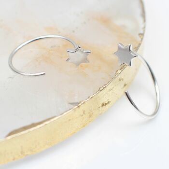 Gold Plated Or Silver Mini Pull Through Star Earrings, 3 of 8