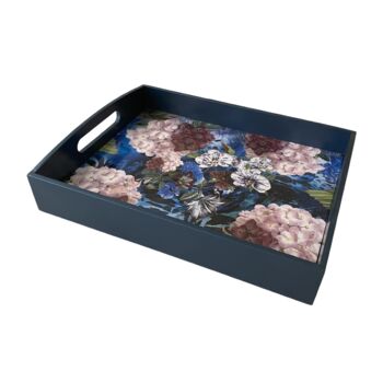 Wooden Tray Blue Orchid Tea Tray / Serving Tray, 3 of 4